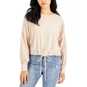Tinsel Womens Petite Medium Drawstring-Hem Sweatshirt in Oatmeal‎ $44 1434